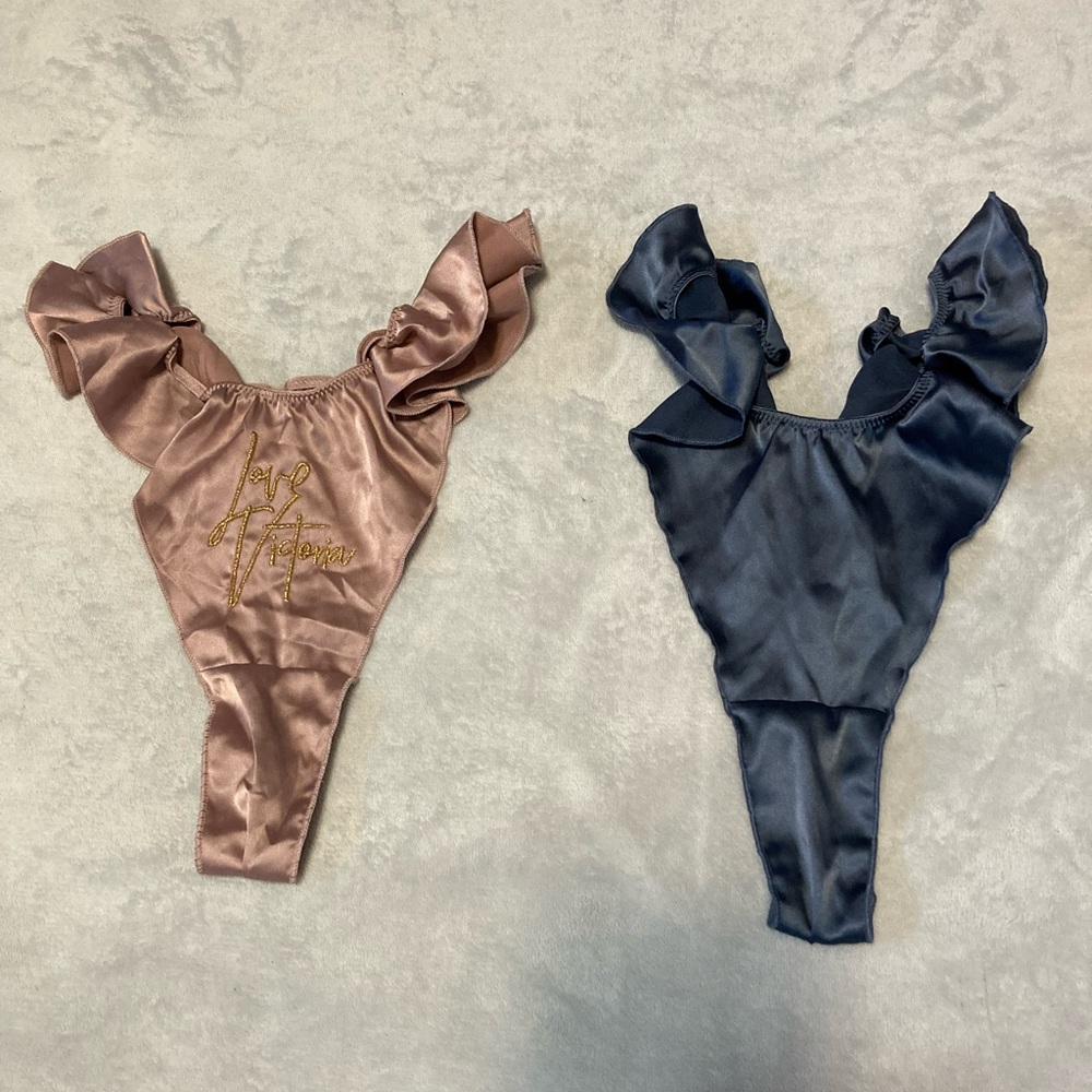 Victorias Secret High-Cut Ruffle Silk Thongs (Medium)